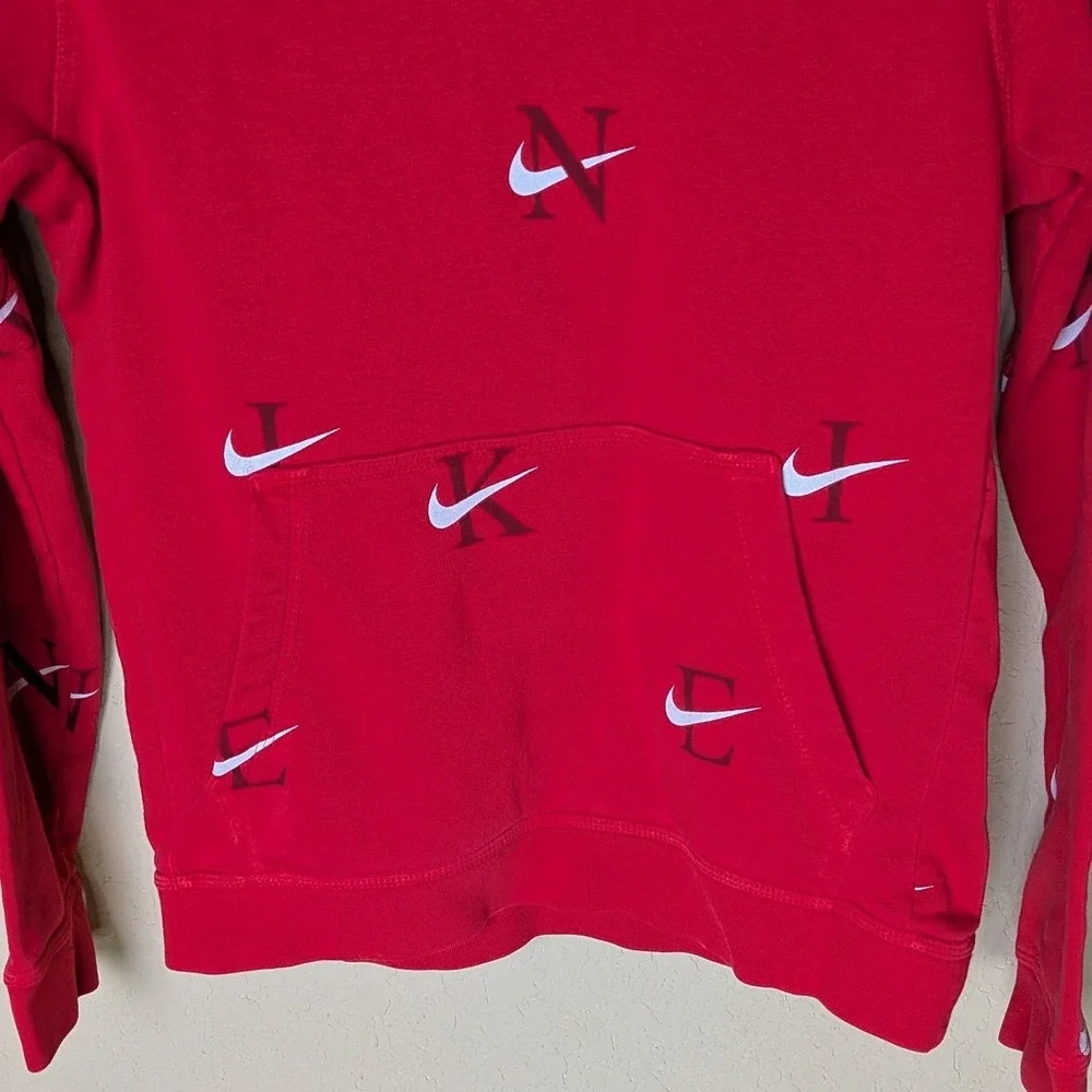 Nike Kids‎ L Red All-Over Swoosh Hoodie – Sporty Streetwear Aesthetic